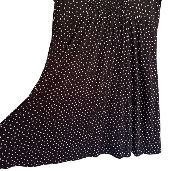 Boden Amelie‎ Black Pink Polka Dot Jersey Knit Fit Flare Dress Pockets Size 14 - Picture 8 of 13